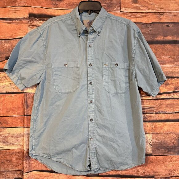 Territory Ahead Shirt Large Blue Button Down Short Sleeve Dual Pocket Cotton - Picture 1 of 7